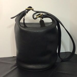 RECONDITIONED Vintage Coach Black Feed Bag Bucket. Made in USA.